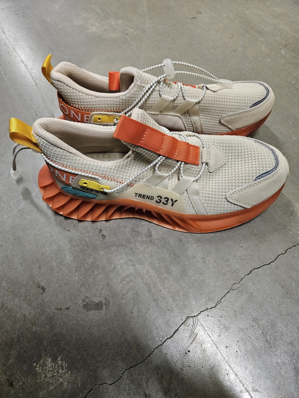 Rovux 33Y Trend Beige and Orange Athletic Sneakers